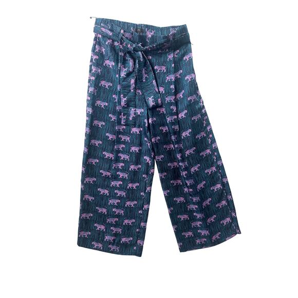 J.Crew Wide-Leg Silk Tiger Print Pants • Size 8 • Jungle Tiger / Animal Print - Picture 1 of 6